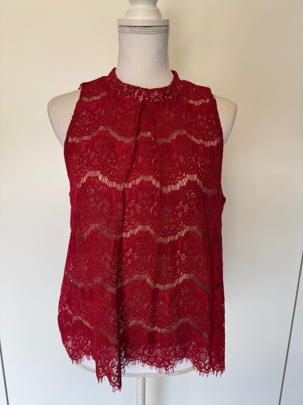 Love, Fire Red Lace Halter Camisole, size large